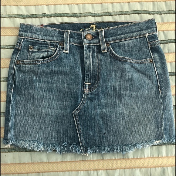 7 For All Mankind Roxy Distress Jean Mini Skirt - Picture 3 of 12